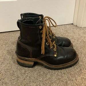Vtg Skechers black lace up logger work lace up boots sz 5